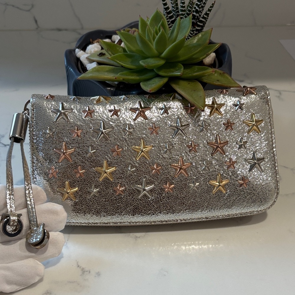 Jimmy Choo Filipa Star Studded Zip Around Long Wallet